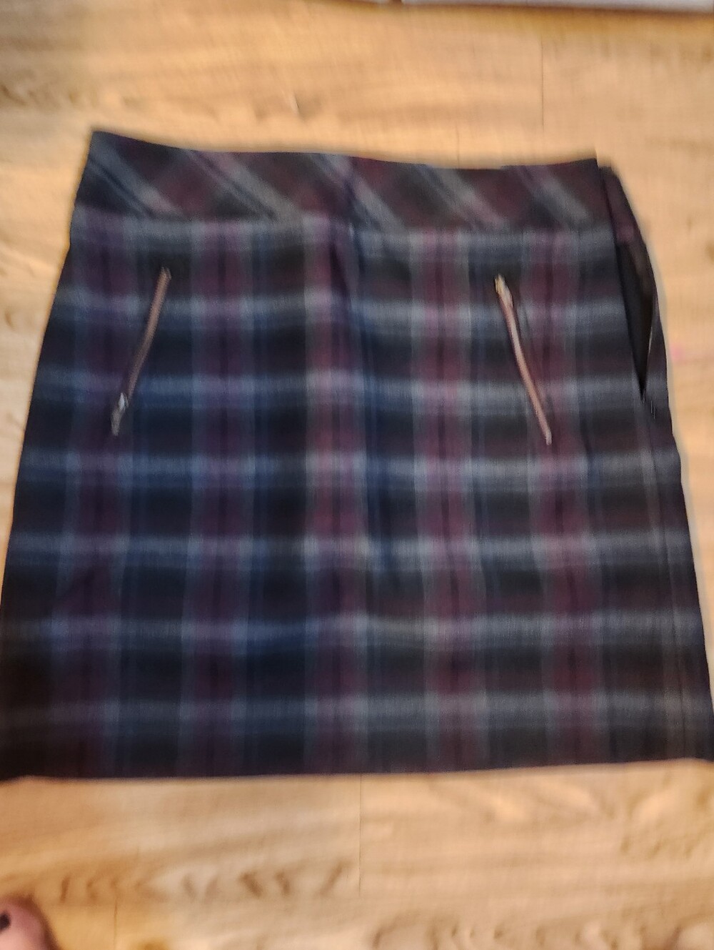 LOFT Plaid Mini Skirt in Navy and Burgundy